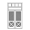 1-panel over 4-panel crossbuck horizontal beaded double door unit with 4-lite transom over pediment (interior beaded panel interior)
Unit Dimension 81-3/4" x 145-1/4"
Door Dimension 39-3/4" x 102